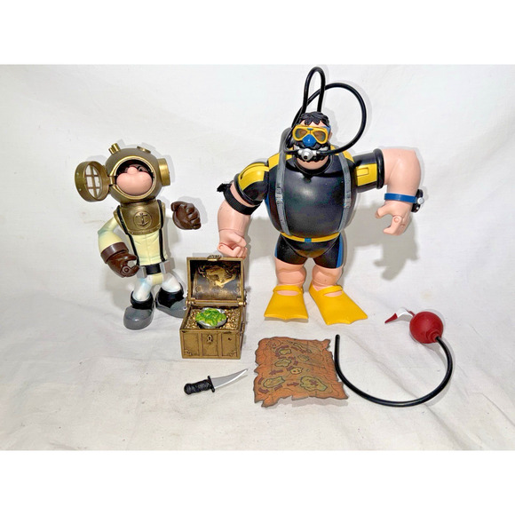 Vintage 2004 Mezco Toyz Popeye The Sailorman Deepdive Popeye Scuba Bluto Figure